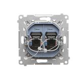 Cover for double socket with earthing - for Nature frames, white