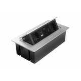 Furniture socket MULTISOFT, 2xSHUKO, USB A+C, RJ45, HDMI cable 1.5 m, aluminum