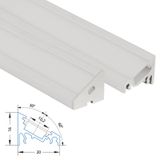 Corner aluminum profile RQ, 20x16 mm, matt diff, 1 m