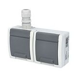 ATLAS 2-fold horizontal socket with M20 outlet IP65 gray