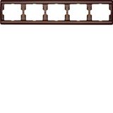 Frame 5gang horizontal Arsys brown, glossy