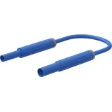 Safety measuring lead with (4 mm lamella plug, straight) to (4 mm socket, straight), 2 m, blue, silicone, 1.0 mm², CAT IV, 66.1045-20023