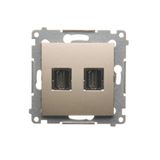 HDMI double socket, Gold matt, metalic