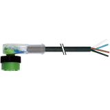 MQ12 female 90° A-cod. with cable LED PUR 4x0.34 bk +drag ch. 7.5m