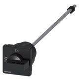 Door-coupling rotary operating mechanism, actuating lever black, defeatable, 66x66 mm, lockable in 0-position, for four-hole