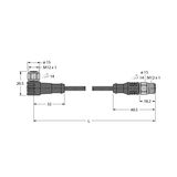Actuator and Sensor Cable, PUR Extension Cable   WKCV4.5T-0.5-RSCV4.5T/TXL