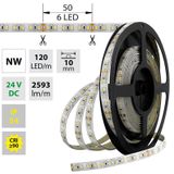 LED strip SMD2835 NW, 120LED/m, 28,8W/m, 2592lm/m, IP54, DC 24V, 10mm, 5m