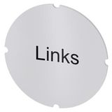 Inscription plate for illuminated pushbutton, round, milky, labeling: Links