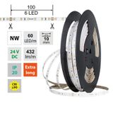 LED strip SMD2835 NW, 60LED/m, 4,8W/m, DC 24V, 432lm/m, CRI90, IP20, 10mm, 50m