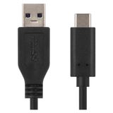 USB cable 3.0 A/Male - 3.1 C/Male 1m black Quick charge