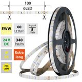 LED strip SMD2835 EWW, 60LED/m, 4,8W/m, DC 24V, 340lm/m, CRI90, IP54, 8mm, 5m