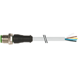 M12 male 0° A-cod. with cable PUR 5x0.34 gy UL/CSA+drag ch. 5m
