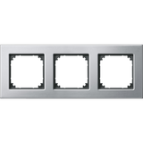 Cover Frame Merten M-Plan Metal 3-Gang Platinum Silver