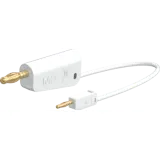 Measuring lead with (2 mm lamella plug, straight) to (4 mm lamella plug, straight), 0.07 m, white, PVC, 0.5 mm², 64.1060-00729