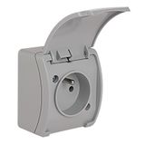VG-1 Koala Single Socket with earthing contact (2P+Z) surface mounted IP44 gray with gray flap VG 161-03