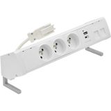 Desk socket set: 3x250V type E + USB A+C charger + 2xRJ45 plate with Keystone mounting, Wieland quick connector; white