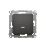 Single switch with backlight LED, (module), 10AX, quick connection, black matt