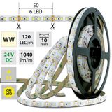 LED strip SMD2835 WW, 120LED/m, 14W/m, 1040lm/m, IP54, DC 24V, 10mm, 5m