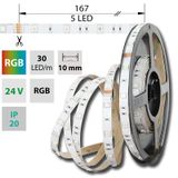 LED strip SMD5050 RGB, 30LED/m, 8,5W/m, DC24V, 280lm/m, IP20, 10mm, 50m
