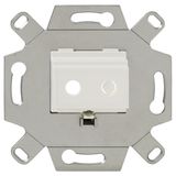 Mounting adapter, 2-fold, pearl white (similar to RAL 1013), for mini jack socket (3.5 mm), for TAE covers