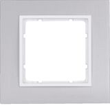 Frame 1gang, B.7, al./p. white matt, al. anodised