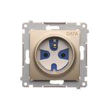 DATA single socket outlet with socket access element, (module), 16A, 250V, Screw, Gold matt, metalic