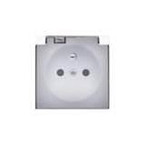 Cover for single socket outlet with earthing IP44 - transparent flap, white