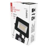 SIMPO PIR LED FLOODLIGHT 10.5W, black, neutral white