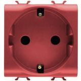 GERMAN STANDARD SOCKET-OUTLET 250V ac - FRONT TIGHTENING TERMINALS - FOR DEDICATED LINES - 2P+E 16A - 2 MODULES - RED - ANTIBACTERIAL - CHORUSMART