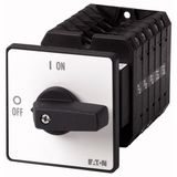 T5B-5-8346/Z On-Off switch, T5B, 63 A, rear mounting, 5 contact unit(s), 10-pole, with black thumb grip and front plate