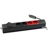 Power strip standard set: 2x250V type E+2x250V UPS+2xRJ45 plate with Keystone mounting, Wieland quick connector, black