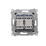 Double socket outlet with eaerthing and shutters - for Premium frames, (module), 16A, 250V, Screw, cream white/electro white