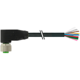 M12 female 90° A-cod. with cable PUR 12x0.14 bk UL/CSA+drag ch. 0.5m