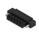 PCB plug-in connector, female header, Flange, THT/THR solder connection, 3.81 mm, Number of poles: 6, 90°, Solder pin length (l): 1.5 mm, tinned, black, Box