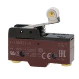 Basic switch, general purpose, short hinge roller lever, 10 A, screw terminals X10G7035B