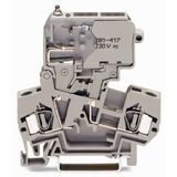 2-conductor fuse terminal block with pivoting fuse holder with blown f