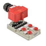 Hood version, M12, 400 V, S-coded, LED: Yes, LED initiator: , Wiring type: