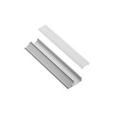 Aluminum profile LED plinth, studded 19mm GLAX silver L=200cm + casing, set.
