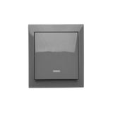 Splash-proof two-way switch with indicator light without pictogram, IP44, 10AX, dark grey