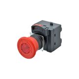 Emergency stop switch, Push-in, 24 VAC/DC illuminated, 40 mm dia, push-lock/turn-reset, 4 NC A22E0192B