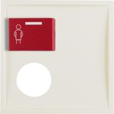 Central part with red call button on top and place for auxiliary plug-in connector, Berker S.1, cream, gloss