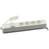 Standard power strip set: 4x250V type E + 2xRJ45 plate with Keystone mounting, Wieland quick connector; aluminum white