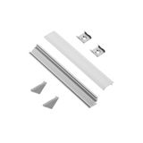LED aluminum profile angled, nak. GLAX silver L=200cm+donkey milk+2 x zaśl.+4 x fasteners, set.