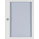 Surface mounted steel sheet door white, transparent with Profi Line handle for 24MU per row, 5 rows