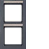 Frame 2gang vert., lab. field, Q.3, ant. velvety, lacq.