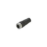 Field wireable M12 female connector, 4 poles, straight, for multipolar cables
