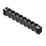 PCB plug-in connector, male header, Flange, THT solder connection, 7.62 mm, Number of poles: 8, 180°, Solder pin length (l): 3.2 mm, tinned, black, Box