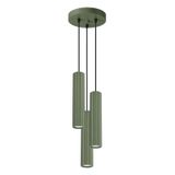 HANGING LAMP CYLINDRICAL GREEN LAMPSHADES WITH ELEGANT CARBON GROOVING 3XGU10
