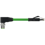 M12 male 90° X-cod. / RJ45 male 0° shielded PUR 4x2xAWG26 gn UL/CSA 4m