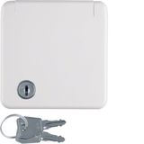 SCHUKO soc.out. cover plate+hinged cover,lock-differing lockings,flush